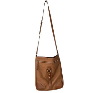 Furla Orange Brown‎ Pebbled Leather Crossbody Bag